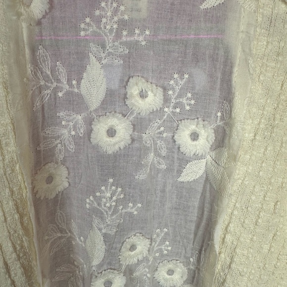 NWT POL Ivory Flower Lace Trim Open Front... Floral Embroidered Cardigan - Picture 16 of 16